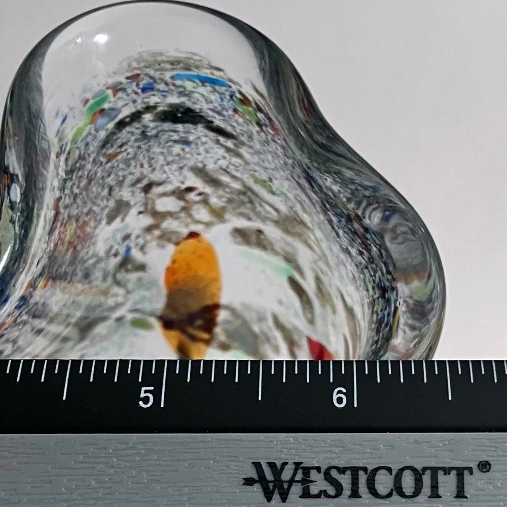 CONFETTI HANDKERCHIEF VASE / Romanian Glass Artist ION TAMAIAN / Big 10.5 Inches - Picture 11 of 12